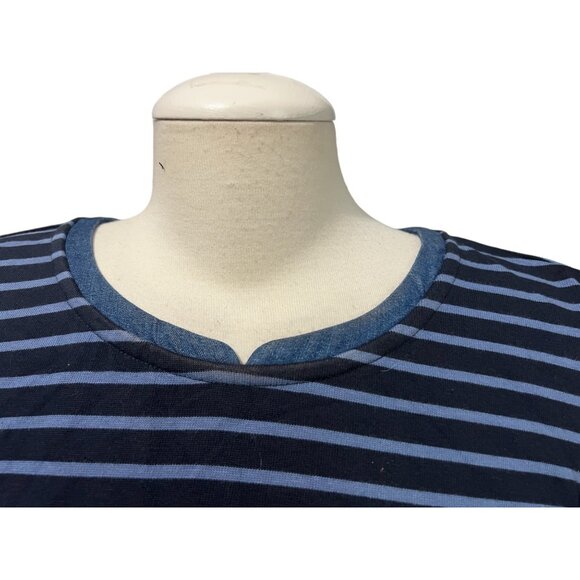 J. JIll Notched Neck Striped 3/4 Sleeve Casual Denim Lined Sheath Dress Sz Mediu - Picture 8 of 16